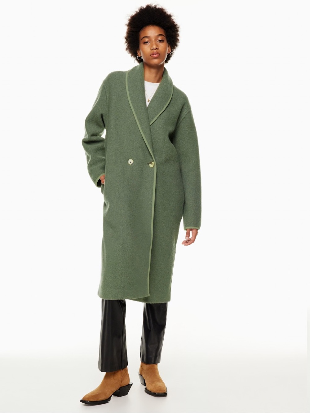 Aritzia Wilfred Free Charlize Jacket Merino Wool Sage Green Size S